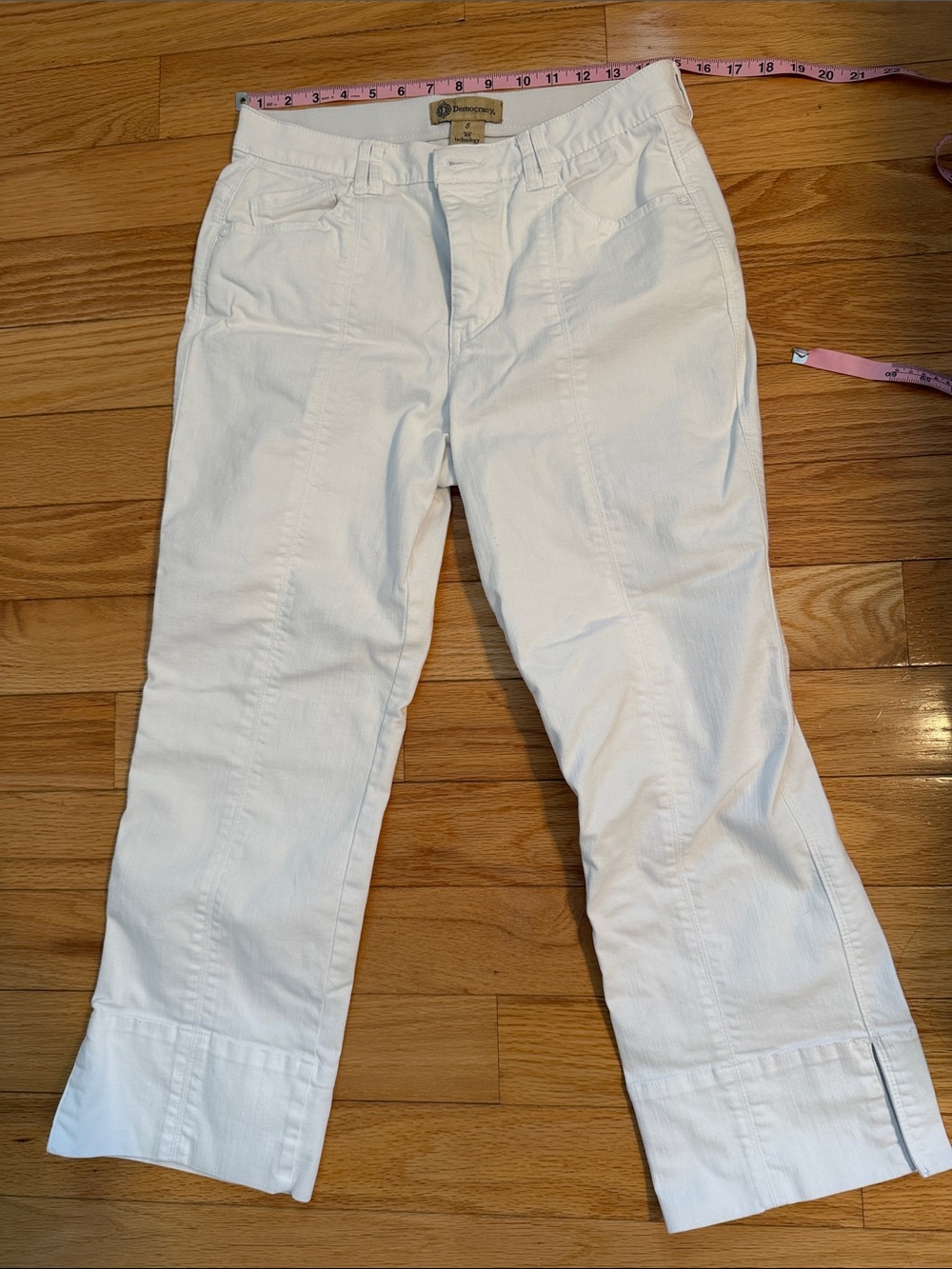 Democracy White High-Rise Wide-Leg Pants- “Ab” technology